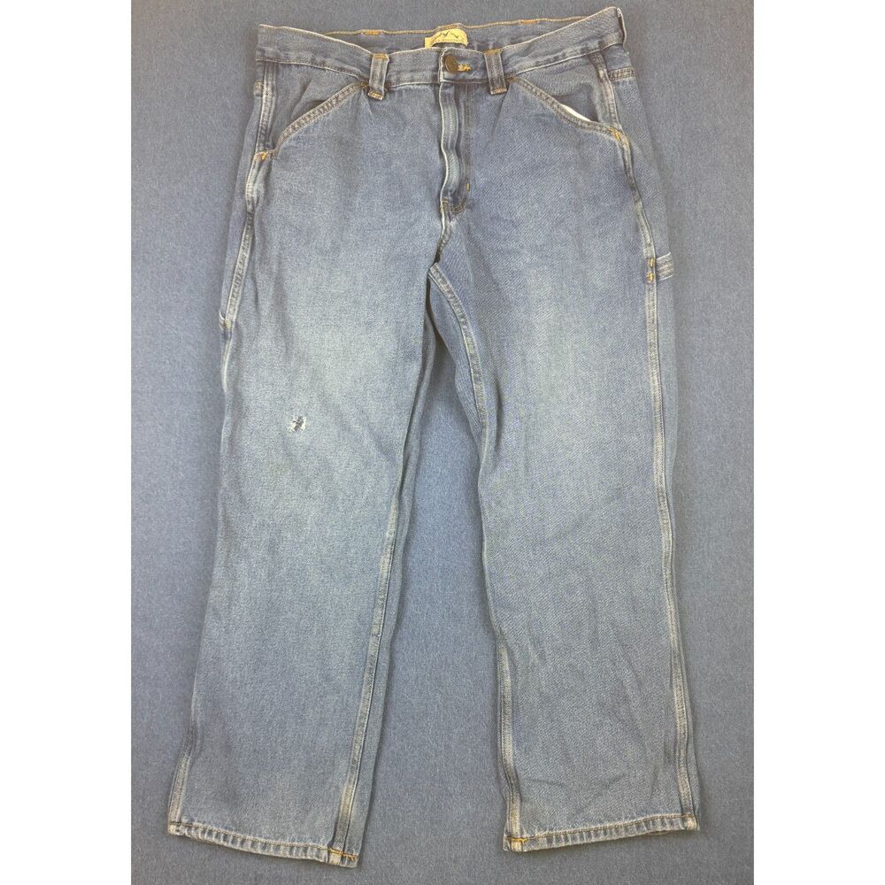 Blue Mountain Carpenter Jeans Mens 36x30 Relaxed Fit Workwear Faded Denim